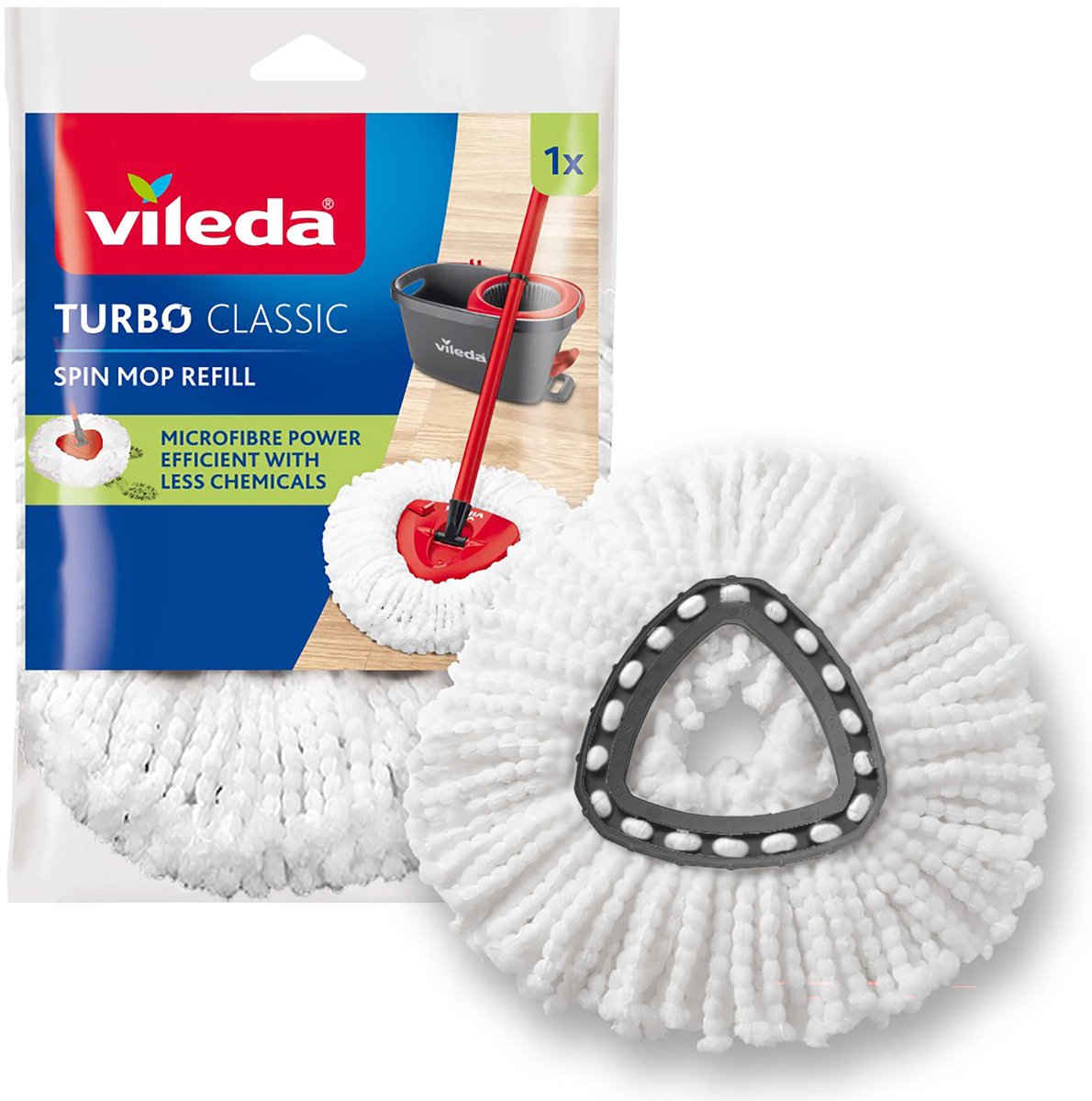 Vileda turbo classic 100% microfibre vervanging - 1 per verpakking - geschikt voor alle centrifugesystemen van - voor harde vloeren