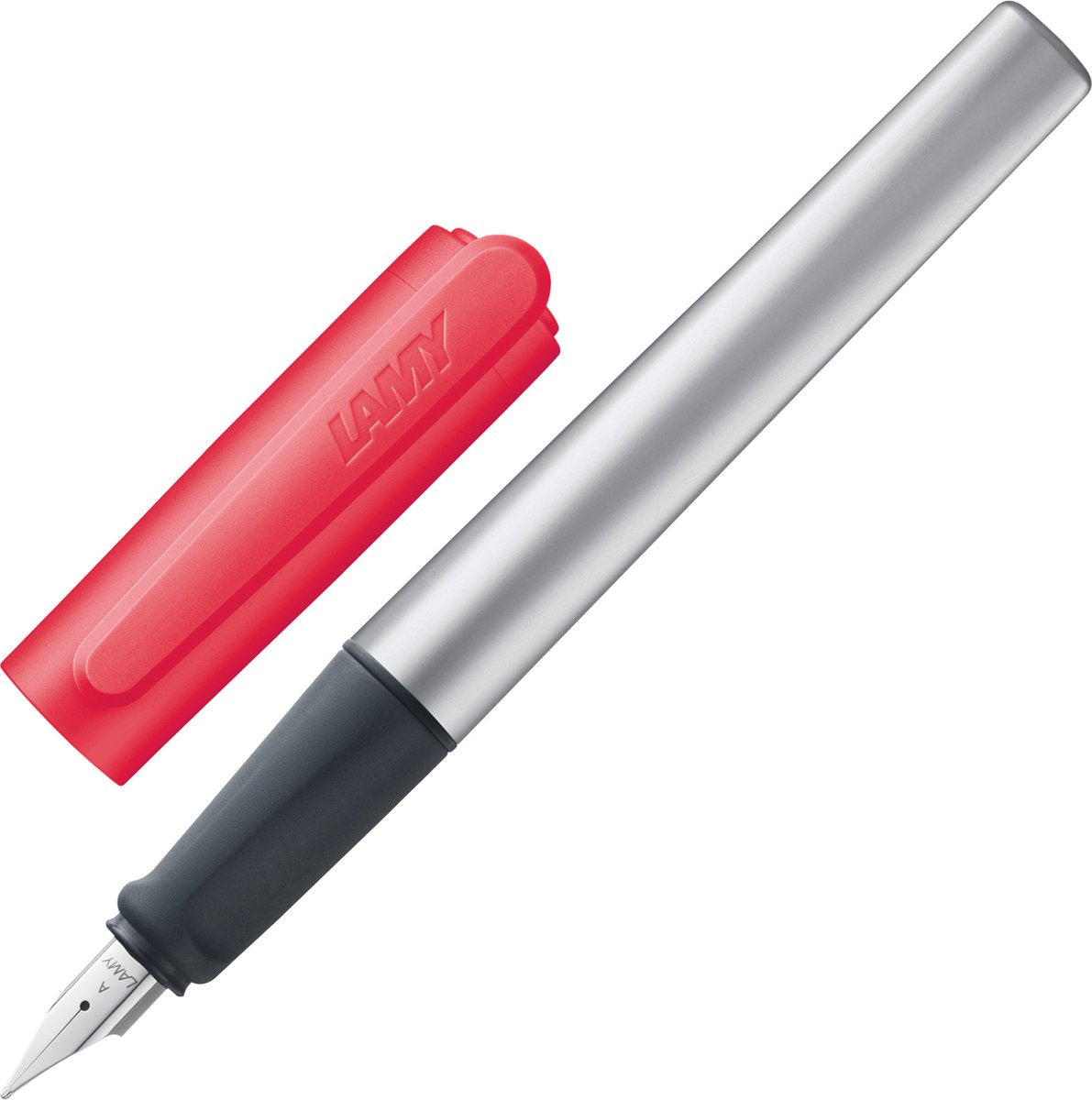 Lamy nexx neoncoralred vulpen – met antislip grip en gepolijste stalen penpunt in breedte a – driehoekige aluminium behuizing