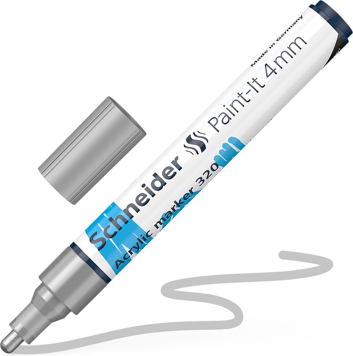 Schneider schrijfwaren schneider acrylmarker - paint-it 320 - 4mm - zilver - s-120254