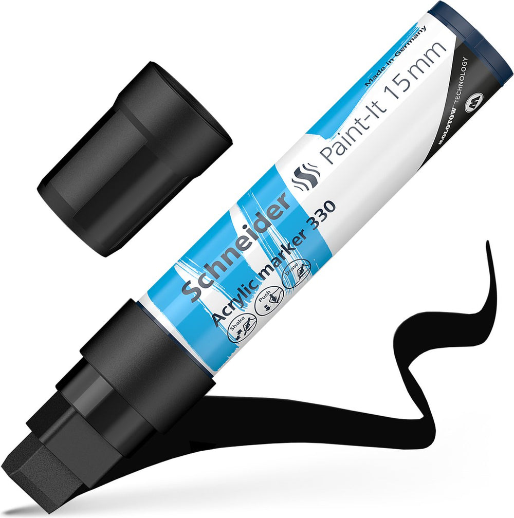Schneider schrijfwaren schneider acrylmarker - paint-it 330 - 15mm - zwart - acrylstiften - s-120301