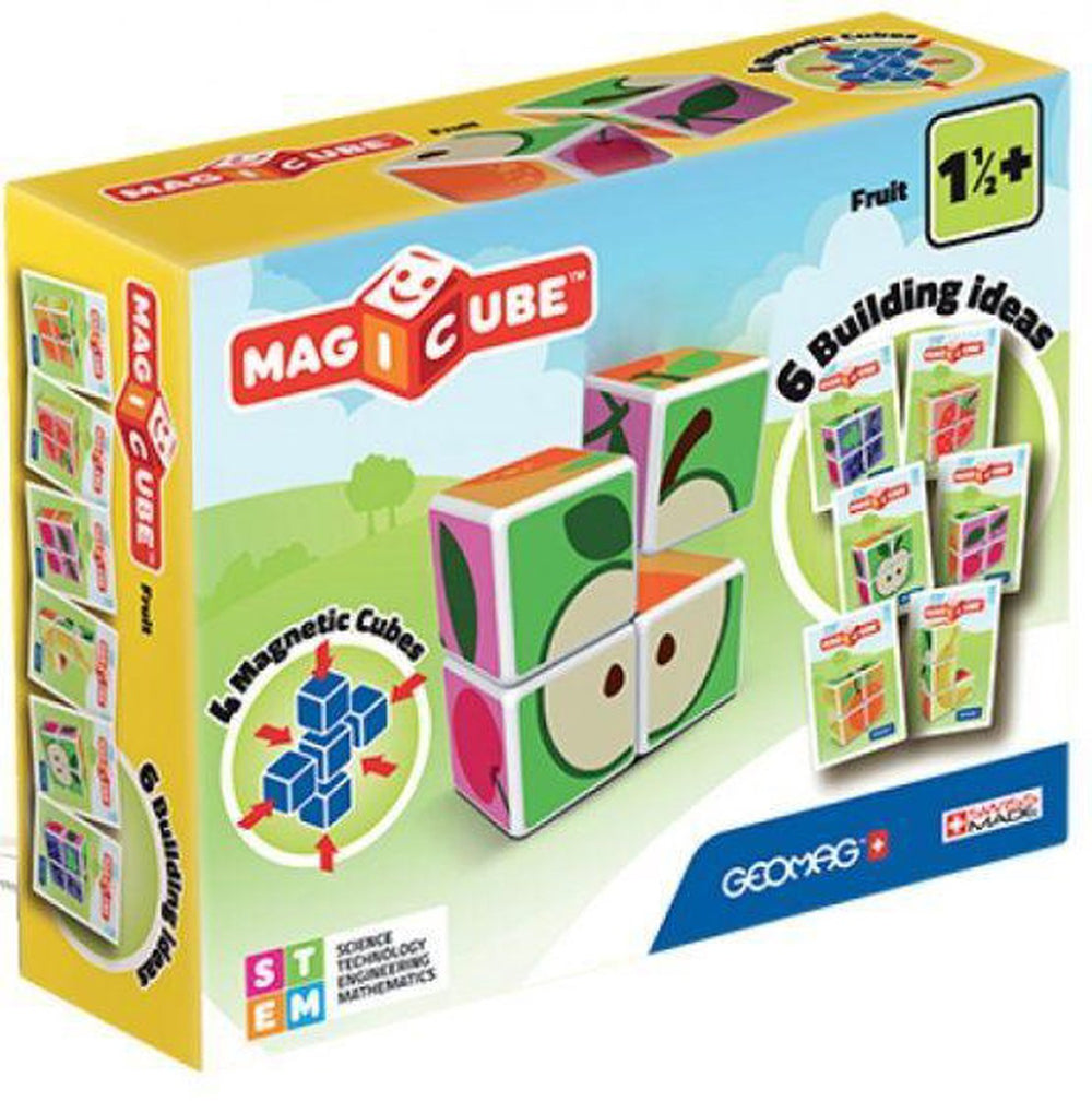 Geomag magicube fruit recycled - magnetische bouwblokken met fruitthema - 4-delig - vanaf 3 jaar