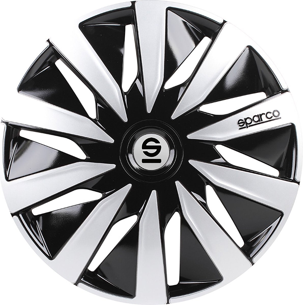 wieldoppen Lazio 14 inch ABS zwart zilver set van 4