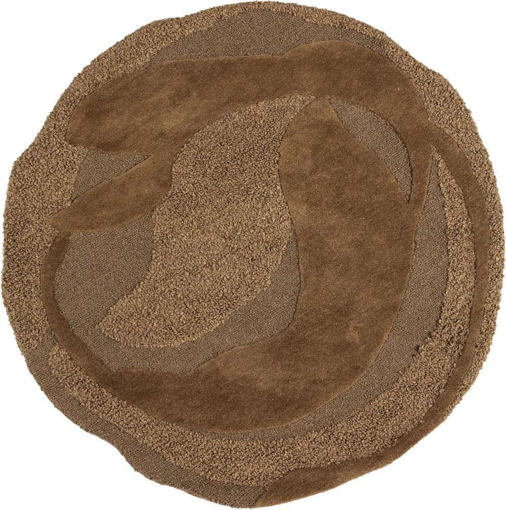 Woood orvi vloerkleed - wol polyester - bruin - ø160 cm
