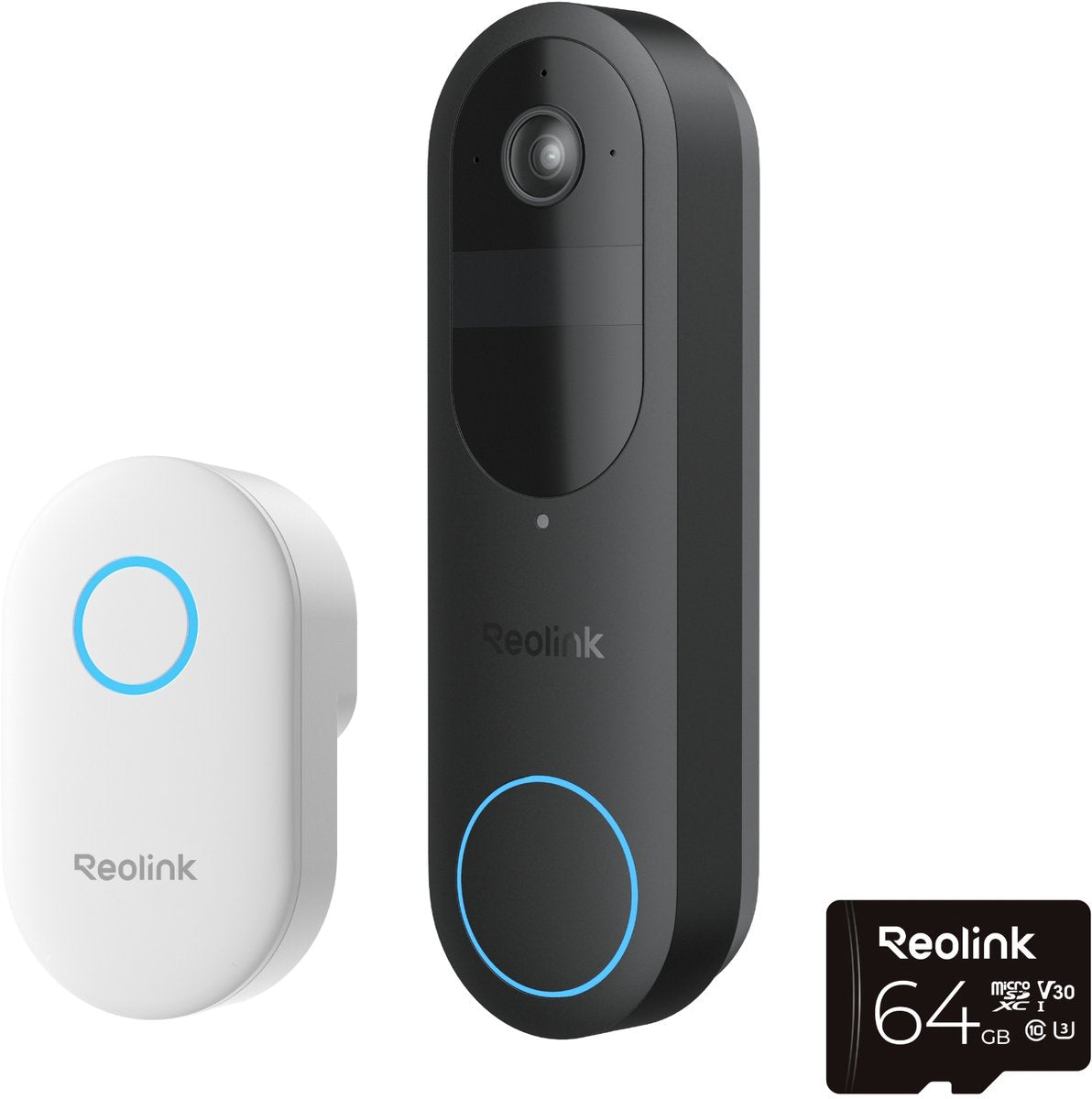 Reolink 2k 4mp batterij-deurbel - slimme detectie chime inbegrepen - 2.4 5ghz wifi - nachtzicht - tweerichtingsspraak - d340b met chime+64gb sd-kaart