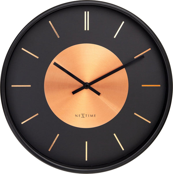 Nextime retro ii – wandklok – 25 cm – metaal – zwart koper – stil
