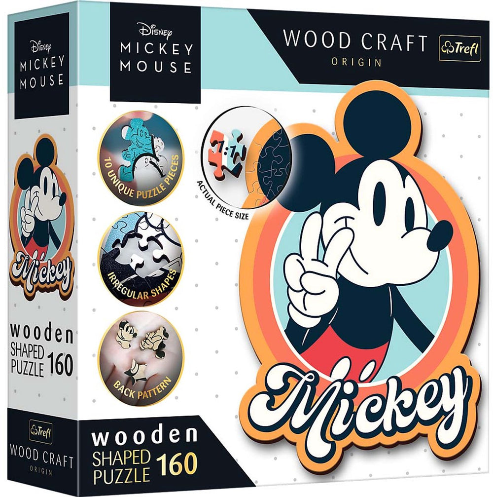 Trefl retro mickey mouse disney mickey mouse hout houten legpuzzel - 160 stukjes - vanaf 6 jaar