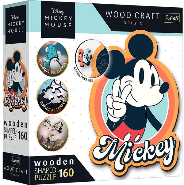 Trefl retro mickey mouse disney mickey mouse hout houten legpuzzel - 160 stukjes - vanaf 6 jaar