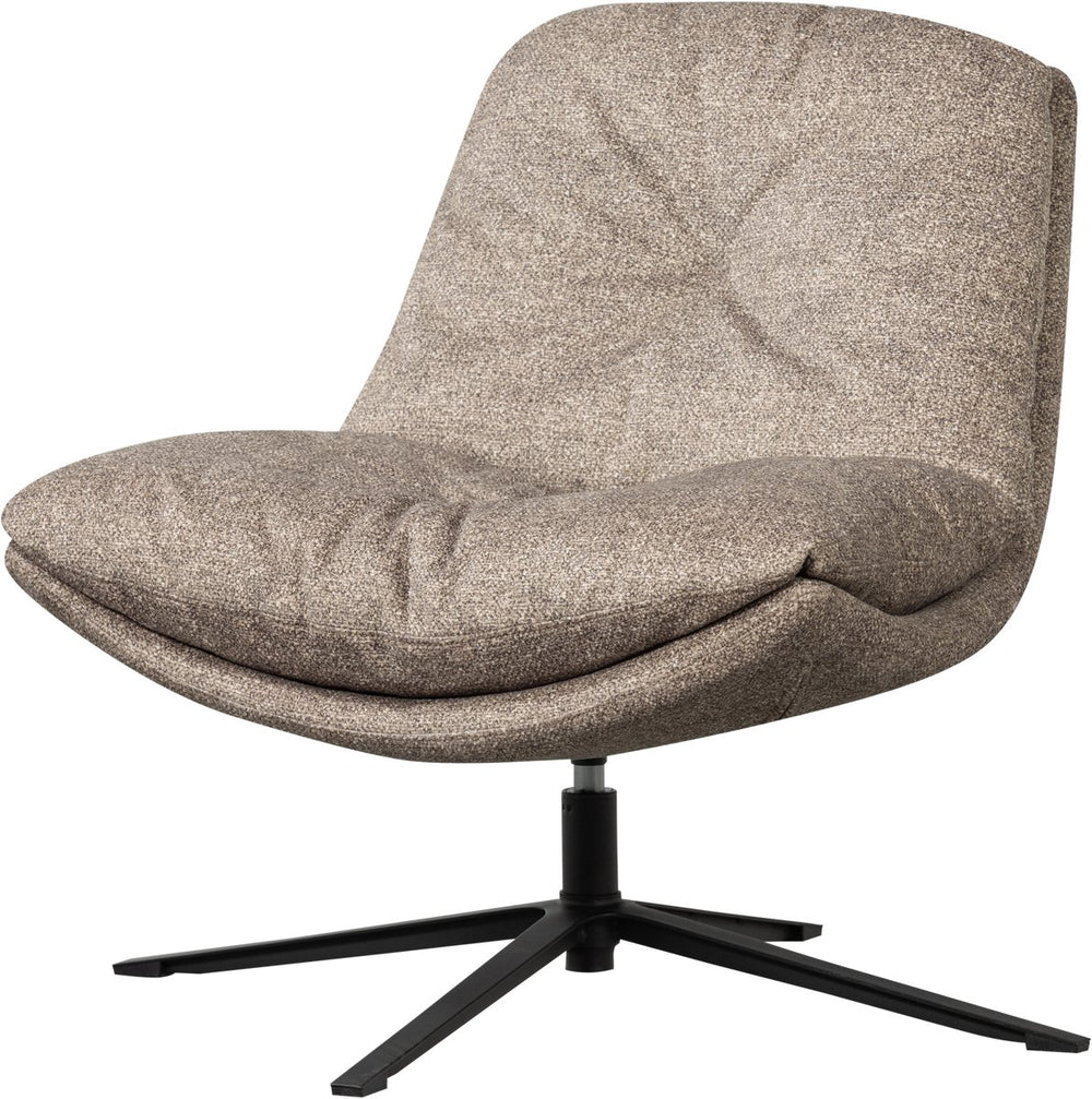 Woood arve draaifauteuil - bedrukte stof - naturel melange - 86x82x87