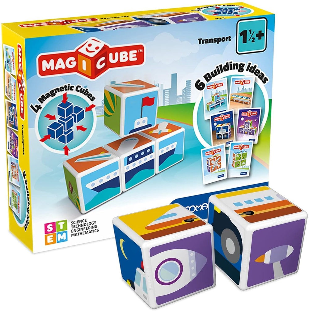 Geomag magicube transport - magnetische bouwblokken met voertuigen - 7-delig - vanaf 1 jaar