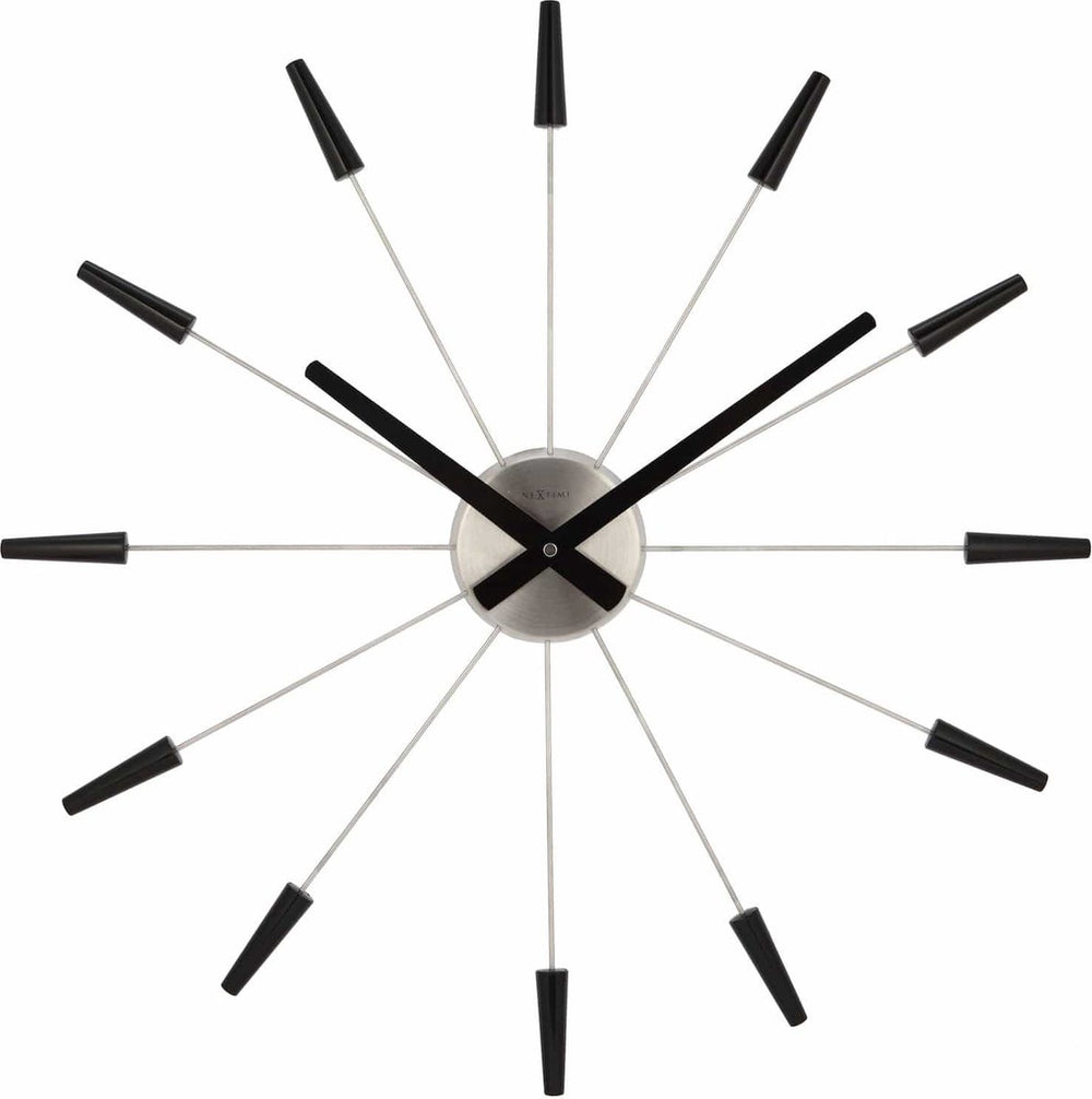 Nextime plug inn – stille wandklok – 58 cm – metaal – zwart – design