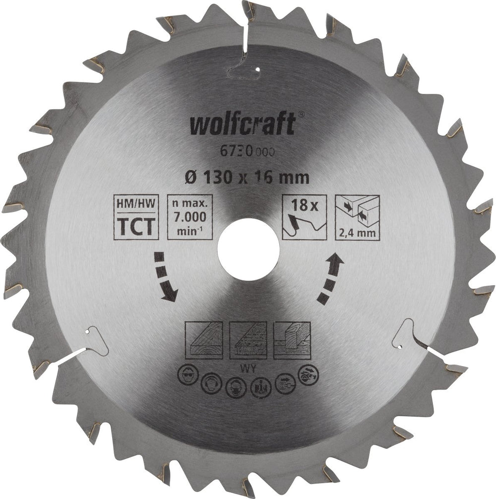 Wolfcraft - cirkelzaagblad 130 x 16 mm - 18 tanden - 6730000