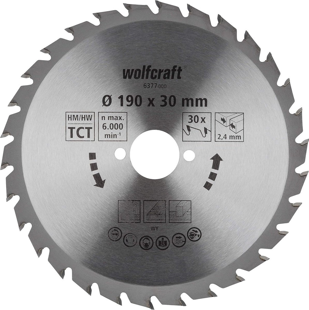 Wolfcraft - cirkelzaagblad 190x30mm - 30 tanden - zaagblad voor cirkelzaag - serie groen - 6377000