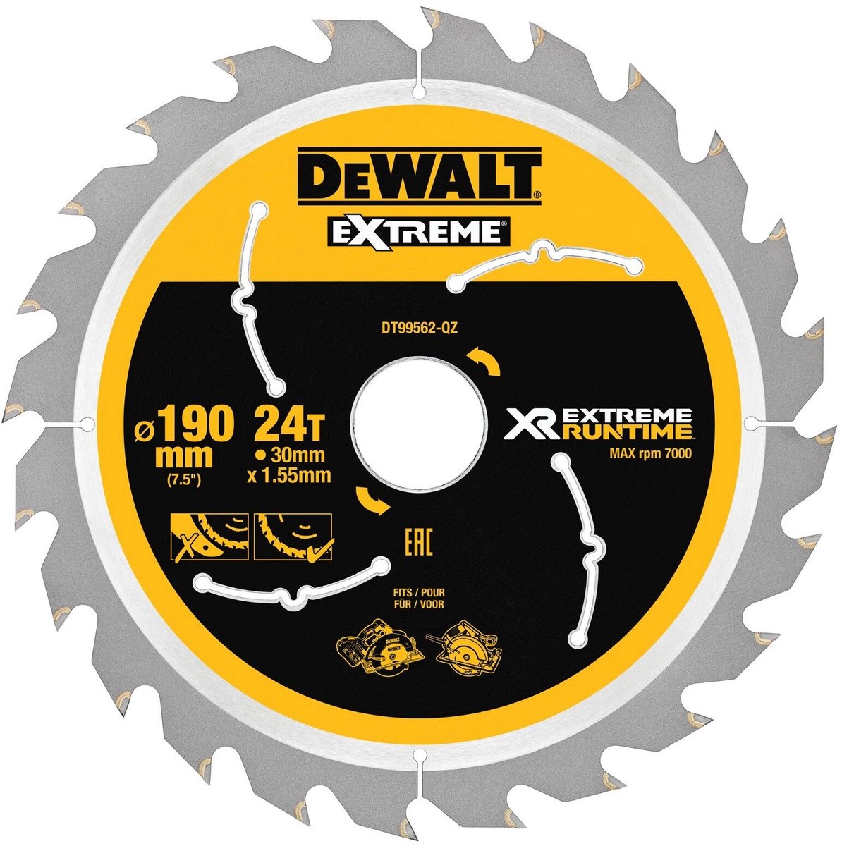 Dewalt accessoires dt99562 xr cirkelzaagblad 190x30mm 24 tands - dt99562-qz
