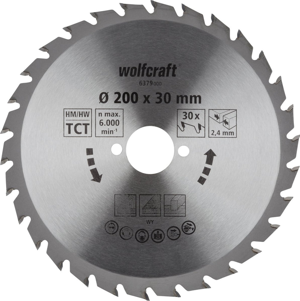 Wolfcraft - cirkelzaagblad 200x30mm - 30 tanden - zaagblad voor cirkelzaag - serie groen - 6379000