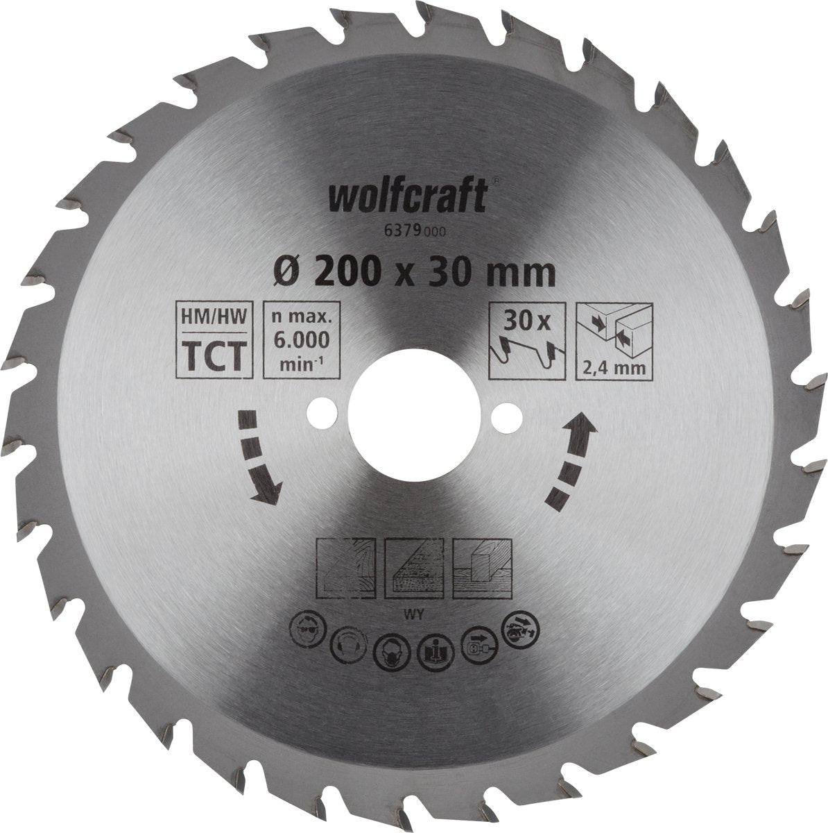 Wolfcraft - cirkelzaagblad 200x30mm - 30 tanden - zaagblad voor cirkelzaag - serie groen - 6379000
