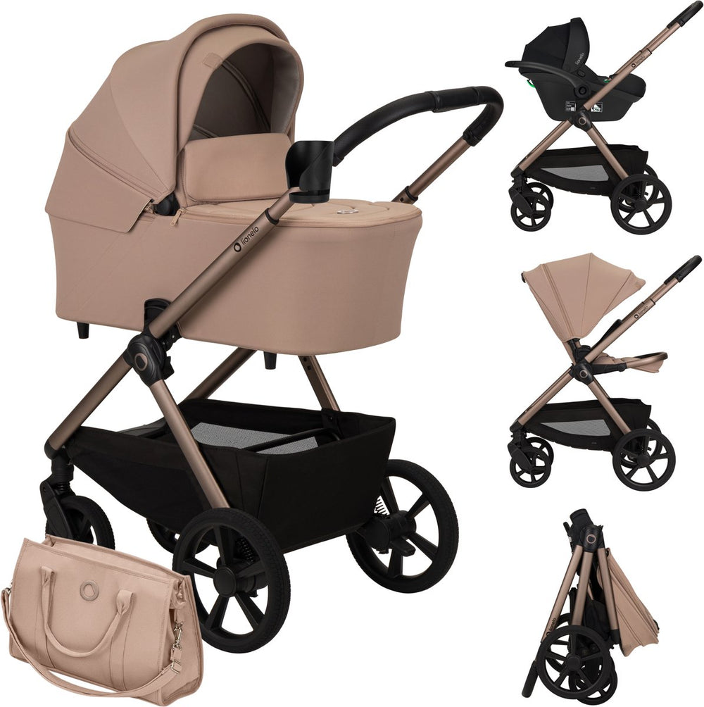 Lionelo carmine kinderwagen 3 in 1 – inclusief astrid i-size autostoel – graveltech all-terrain wielen – 3d ventilatie airydots matras – anti-reflux reiswieg – comfortabele vering – inklapbaar met zitting – upf50+ – complete accessoireset