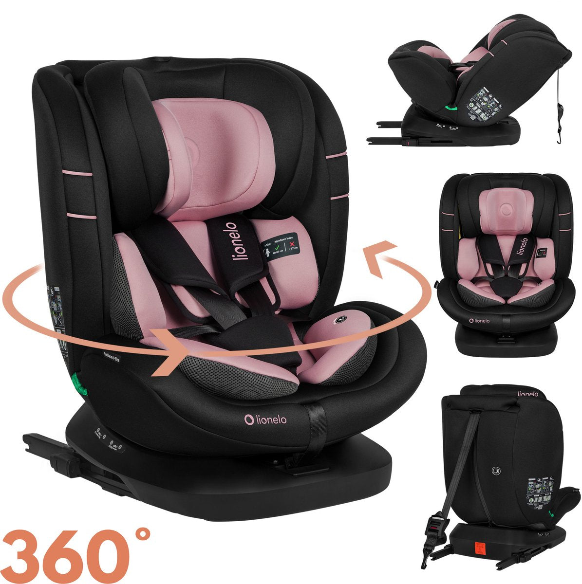 Lionelo bastiaan 4in1 - autostoel isofix 360° draaibaar - van geboorte tot 12 jaar (40-150 cm groep 0 1 2 3) - rwf fwf - memory foam - sideprotect - volledig verstelbaar - comfortabele brede zitting - autostoeltje i-size