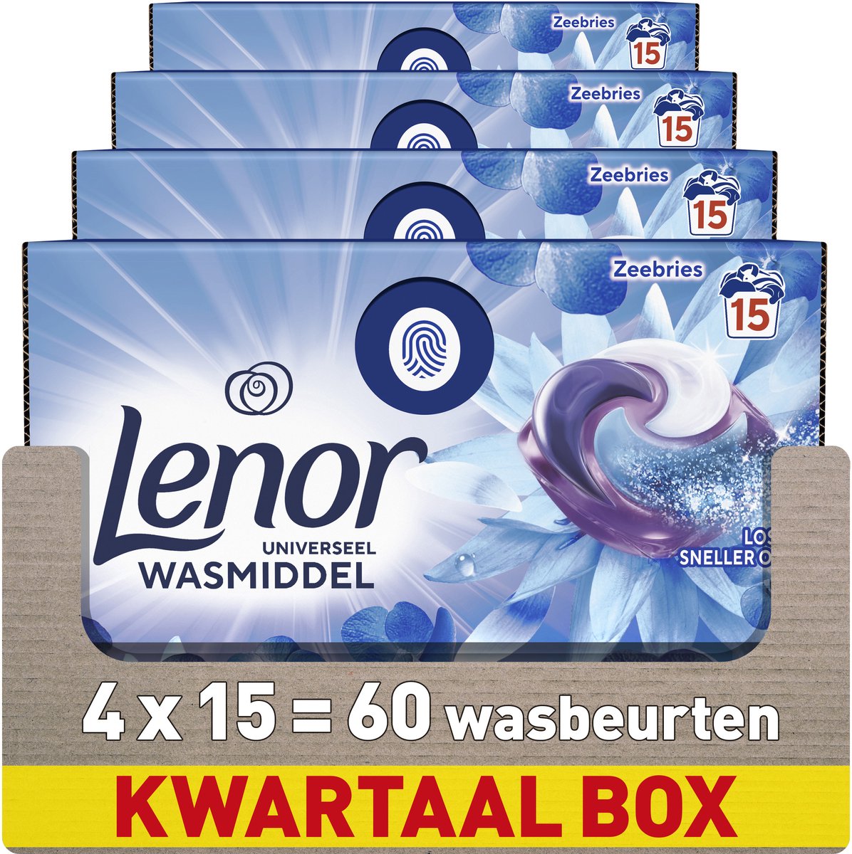 Lenor wasmiddel all-in-1 pods zeebries - 4 x 15 stuks