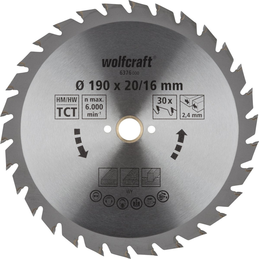 Wolfcraft - cirkelzaagblad 190x20mm - 30 tanden - zaagblad voor cirkelzaag - serie groen - 6376000