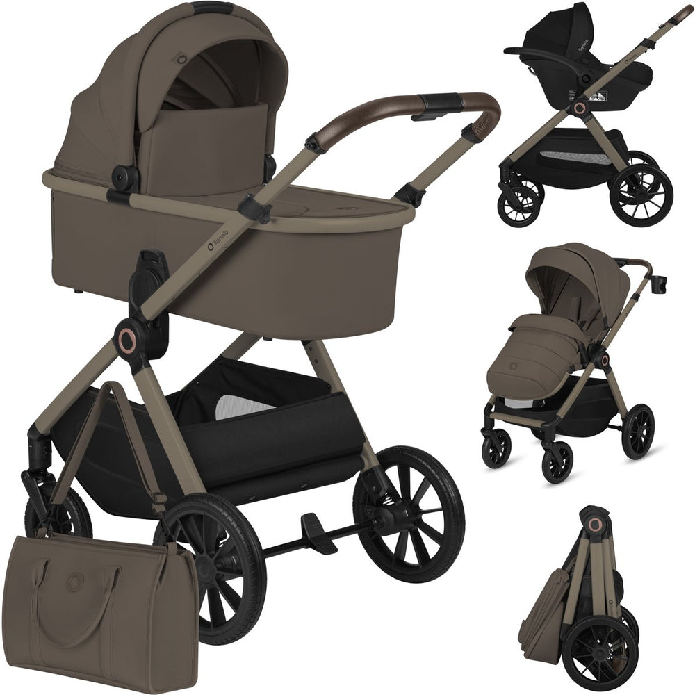 Lionelo layla - kinderwagen 3in1 - xxl set - incl. i-size autostoel - veelzijdig en jaarrond - grote wielen - bediening met een hand - voor alle soorten terrein - accessoireset
