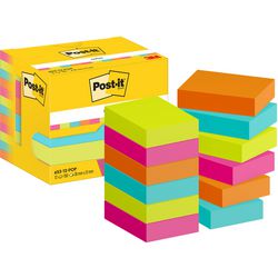 Zelfklevende memoblaadjes post-it 653-12-pop multikleur 100 vel 12 pak