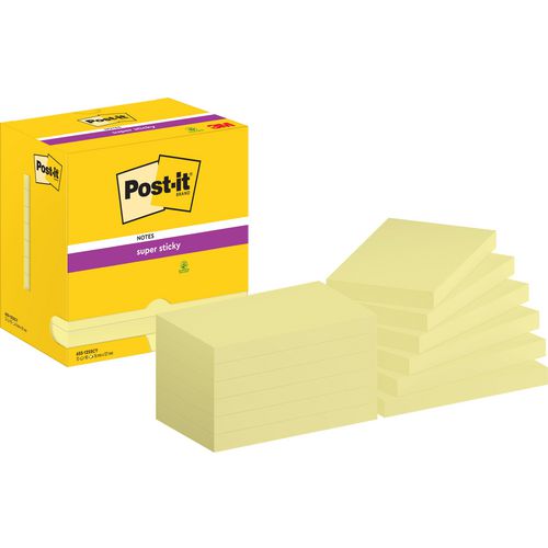 Post-it super sticky notes 655-12sscy-eu 76x127 mm effen geel