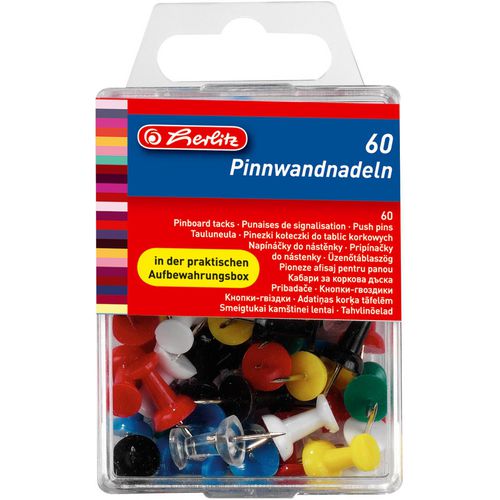 Herlitz punaises 8770406 kunststof, metaal kleurenassortiment