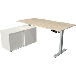 Zit-sta-bureau kerkmann 10222050 melamine; staal esdoorn; zilver