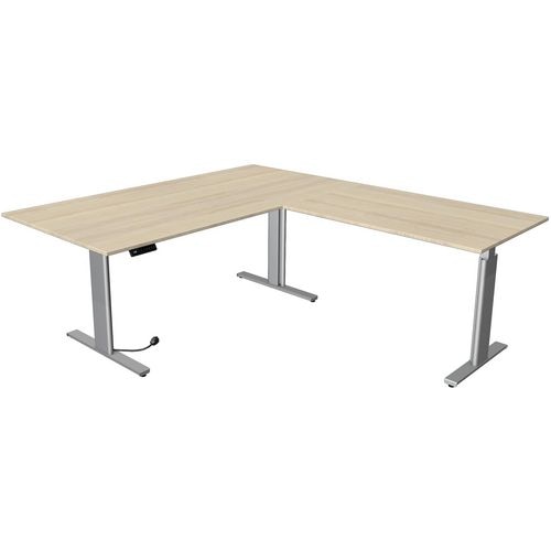 Zit-sta-bureau kerkmann 10235750 spaanplaat esdoorn, zilver
