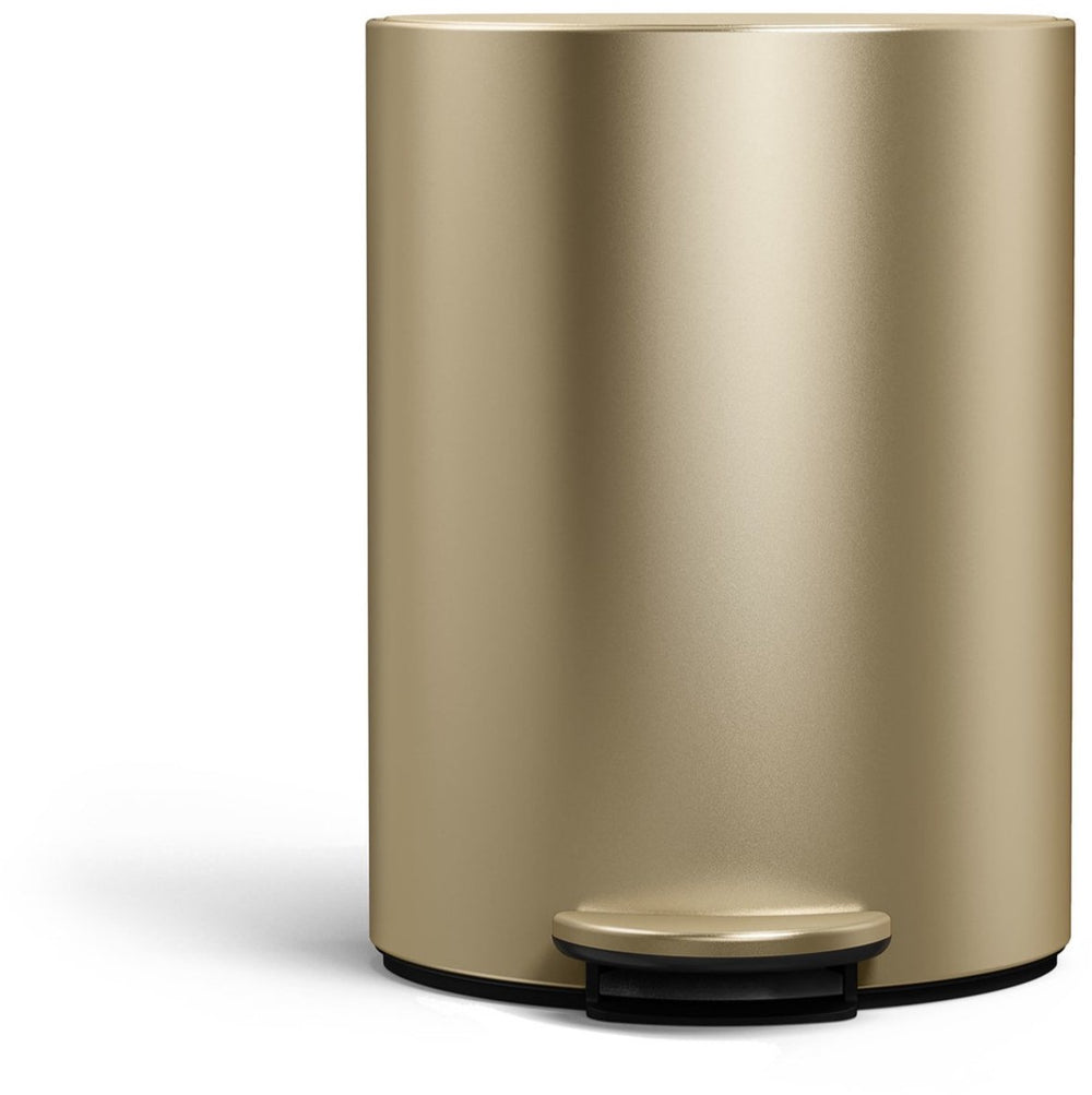 Simplehuman halfronde pedaalemmer van 6 liter - met zakkenhouder - mat goud staal