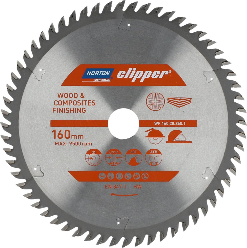Norton clipper pro serie - cirkelzaagblad - 160mm - 20mm - hout en composieten