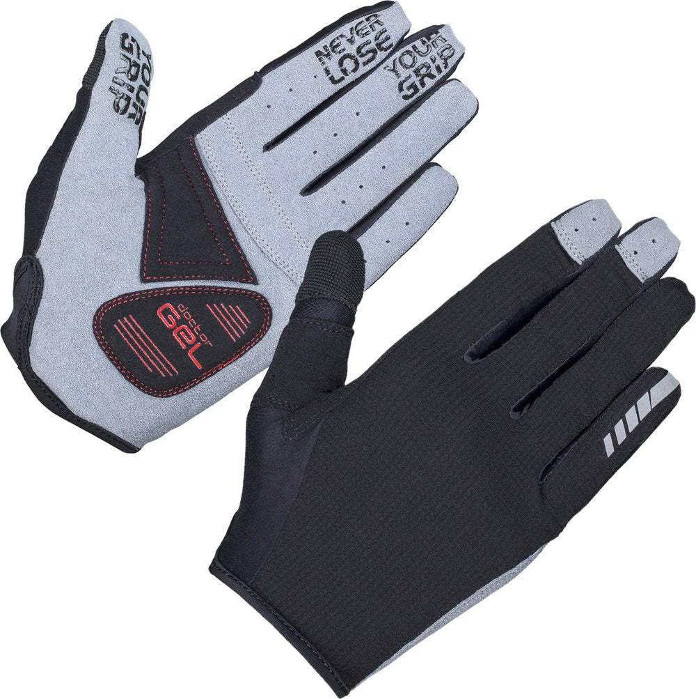 Gripgrab - shark padded lange vinger zomer mtb gravel fietshandschoenen met padding - zwart - unisex - maat s