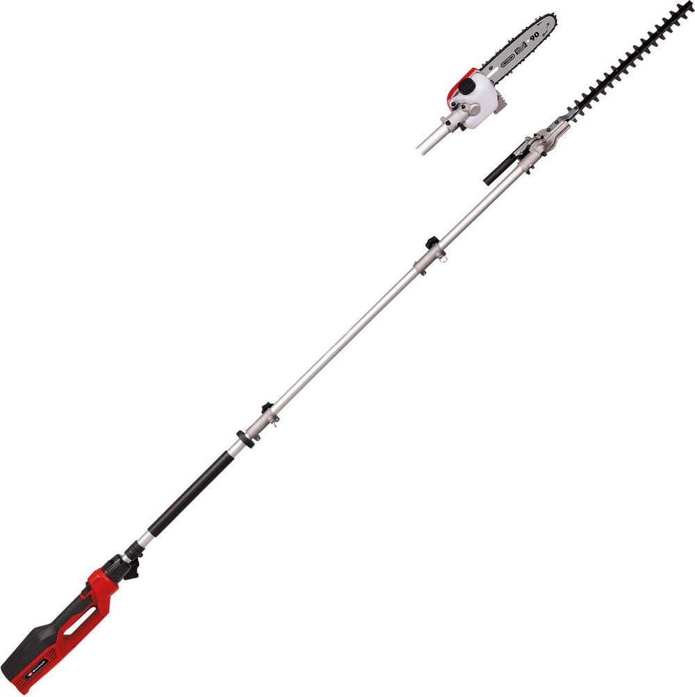 Einhell elektrische telescopische tuin-multitool gc-hc 90 2046 t - 900 w - snoeilengte heggenschaar: 41,2 cm - snoeilengte kettingzaag: 18 cm - geleidesteel maximaal 2,60 m