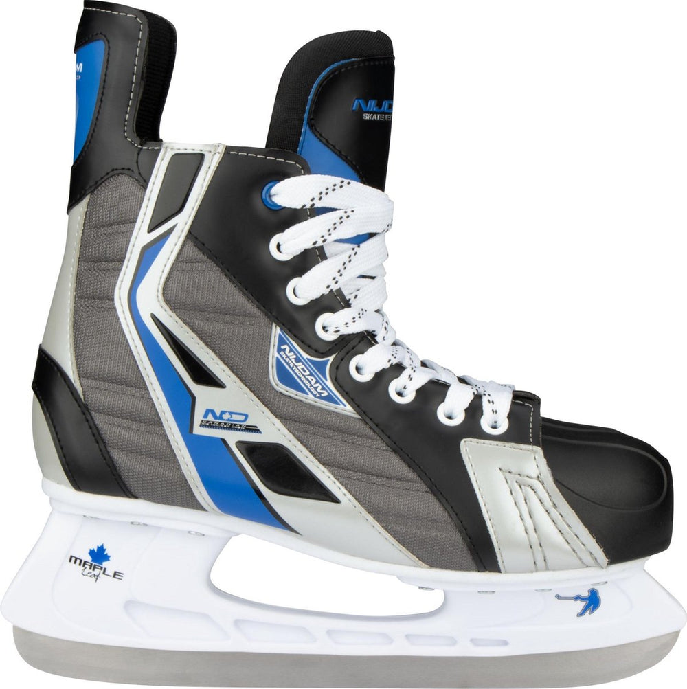 Nijdam ijshockeyschaats - polyester - deluxe - zwart zilver - maat 38
