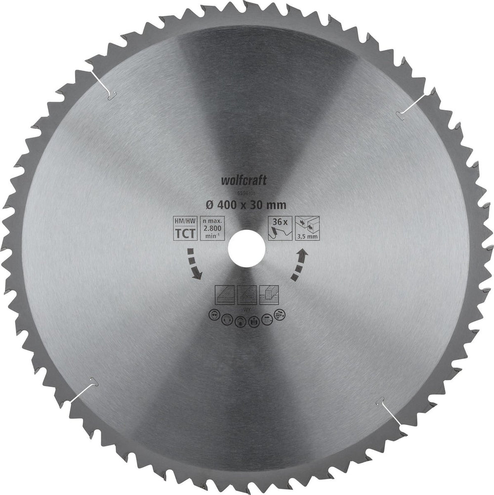 Wolfcraft - zaagtafel cirkelzaagblad 400x30mm - 36 tanden - zaagblad voor tafelzaag - serie bruin - 6594000
