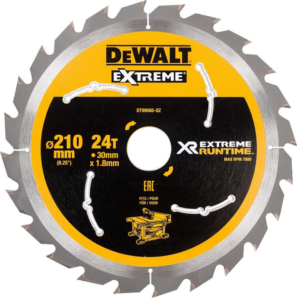 Dewalt ø 210mm asgat 30mm 24t cirkelzaagblad voor hout | extreme runtime - dt99565-qz