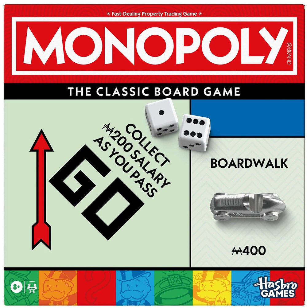 Monopoly hasbro bordspel classic - engelstalig - familiespel - educatief speelgoed.
