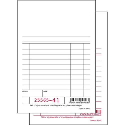Kassablok sigel wit 100x165 mm duplicate