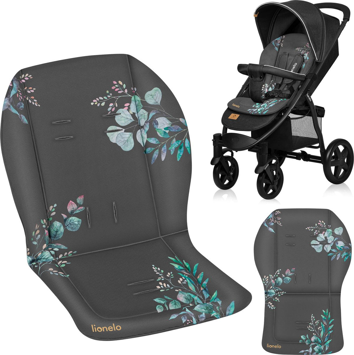 Lionelo seatliner - universeel inlegkussen kinderwagen - dubbelzijdig design - hydrofobe stof - flexibele pasvorm - wasbaar - comfortabel zacht - golden moments