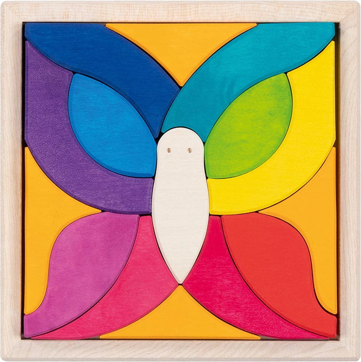 Goki puzzelmozaïek - vlinder - 17x17x3cm - 15 delen - 2 jaar