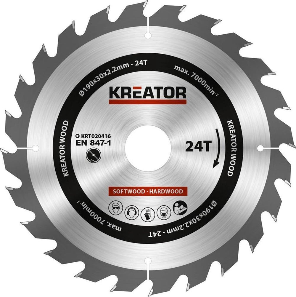 Kreator krt020416 zaagblad hout 190 mm -24t