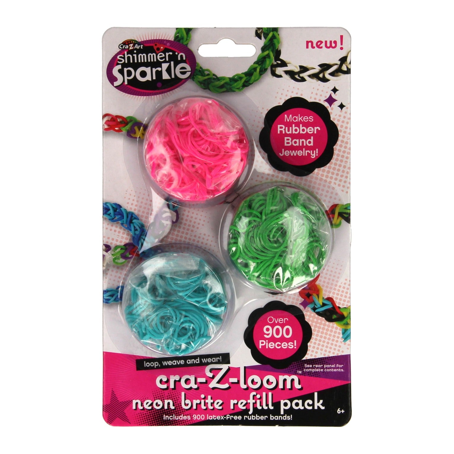 Loom bandjes op blisterkaart, 900st.