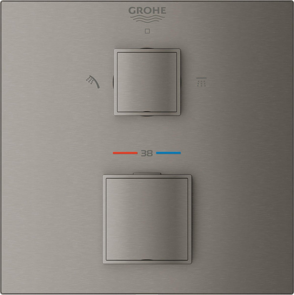 Grohe grohtherm cube douchethermostaatkraan - met trim set - hard graphite - 24154al0