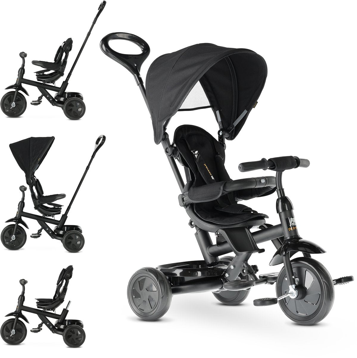 Deryan adventurer driewieler - 5-in-1 kinder driewieler - zwart