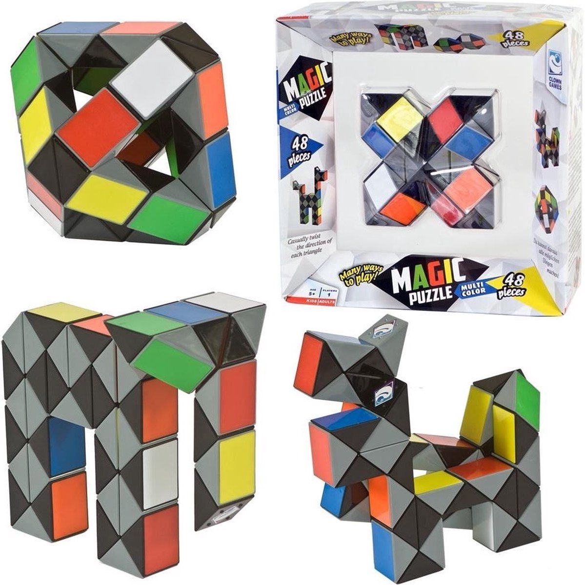 Clownspellen clown magie puzzel multi kleuren