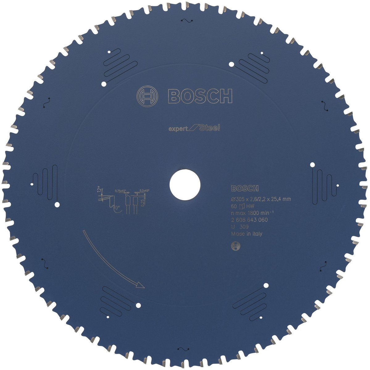 Bosch circular saw blade expert for steel 305 x 25,4 x 2,2 mm, 60