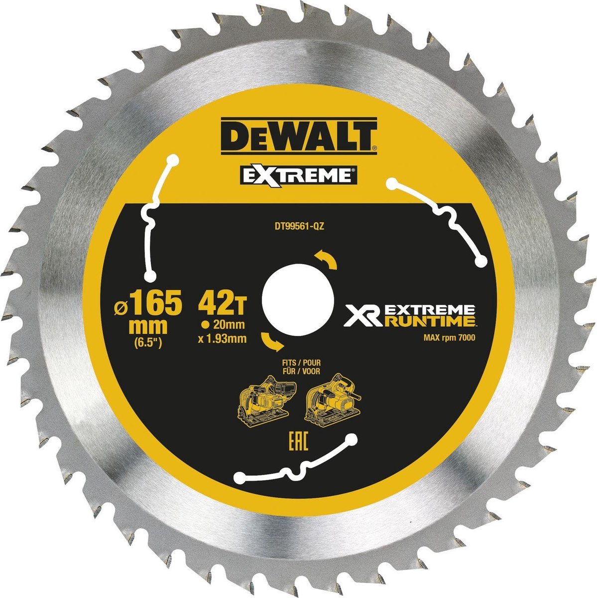 Dewalt black decker de walt cirkelzaagbladen 165mm 20mm 42t csb (prijs per stuk)