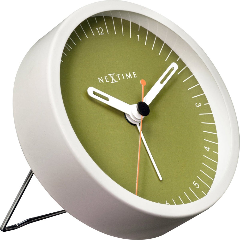 Nextime small – tafelwekker – 9 × 9 × 7.5 cm – metaal – wit groen – stil