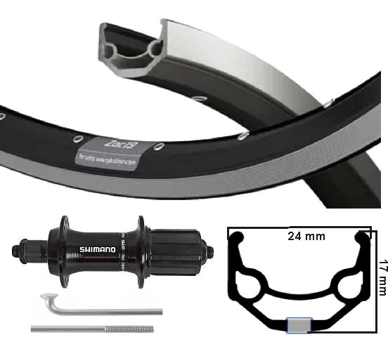 Shimano kgs achterwiel 28 inch (622) visionvelg zw zilver 7 speed zw uitval