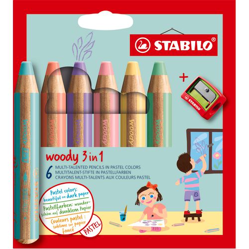 Stabilo woody 3 in 1 - multitalent potlood - set 6 st.